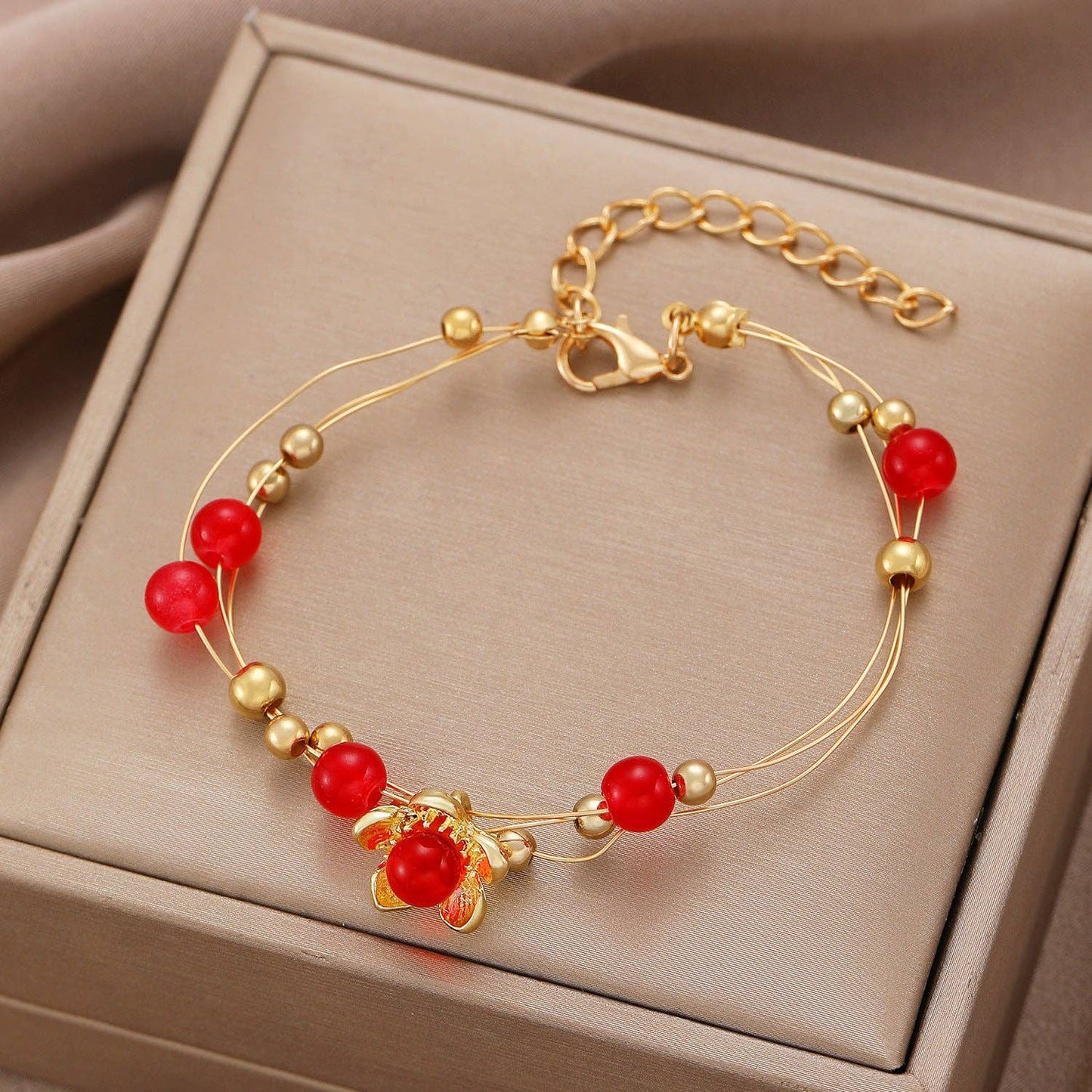 French Vintage Double Layer Bracelet for Women with Geometric Design