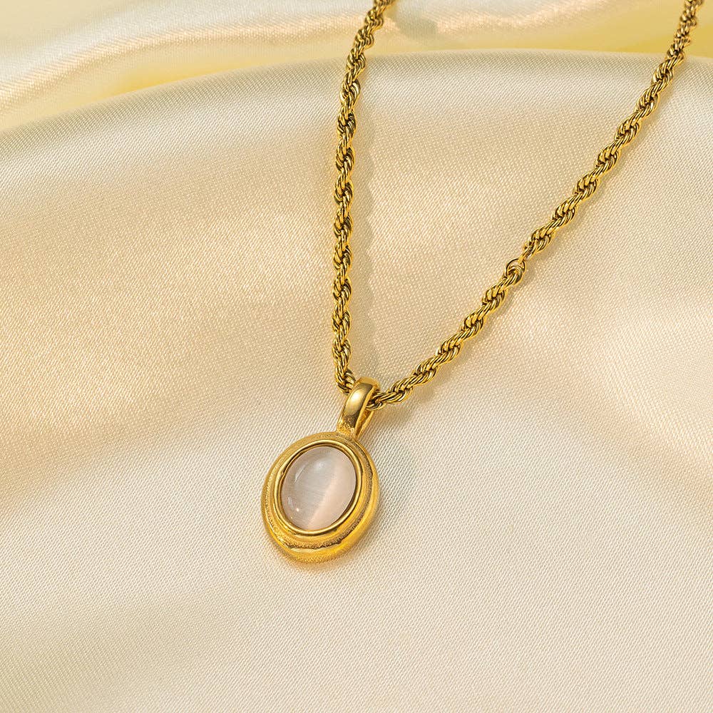 Gemstone Vintage Twist Chain Necklace DPJN0918