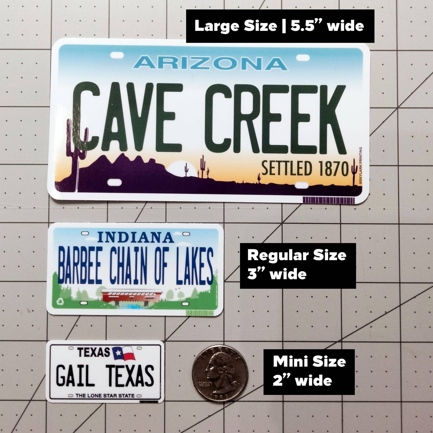 California Plate Souvenir Sticker with Your City, Text