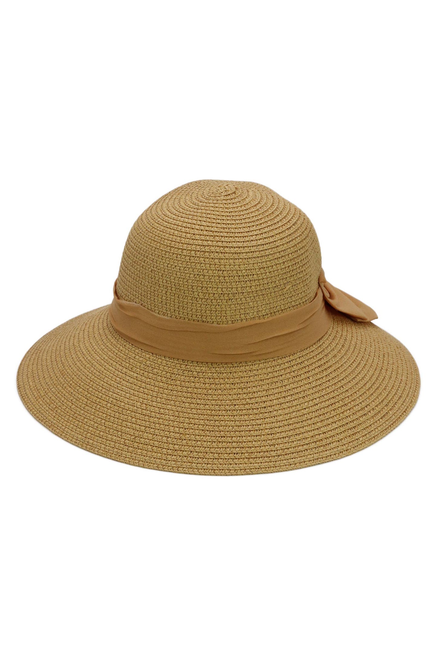 Satin Derby Bow Bucket Straw Sun Hat