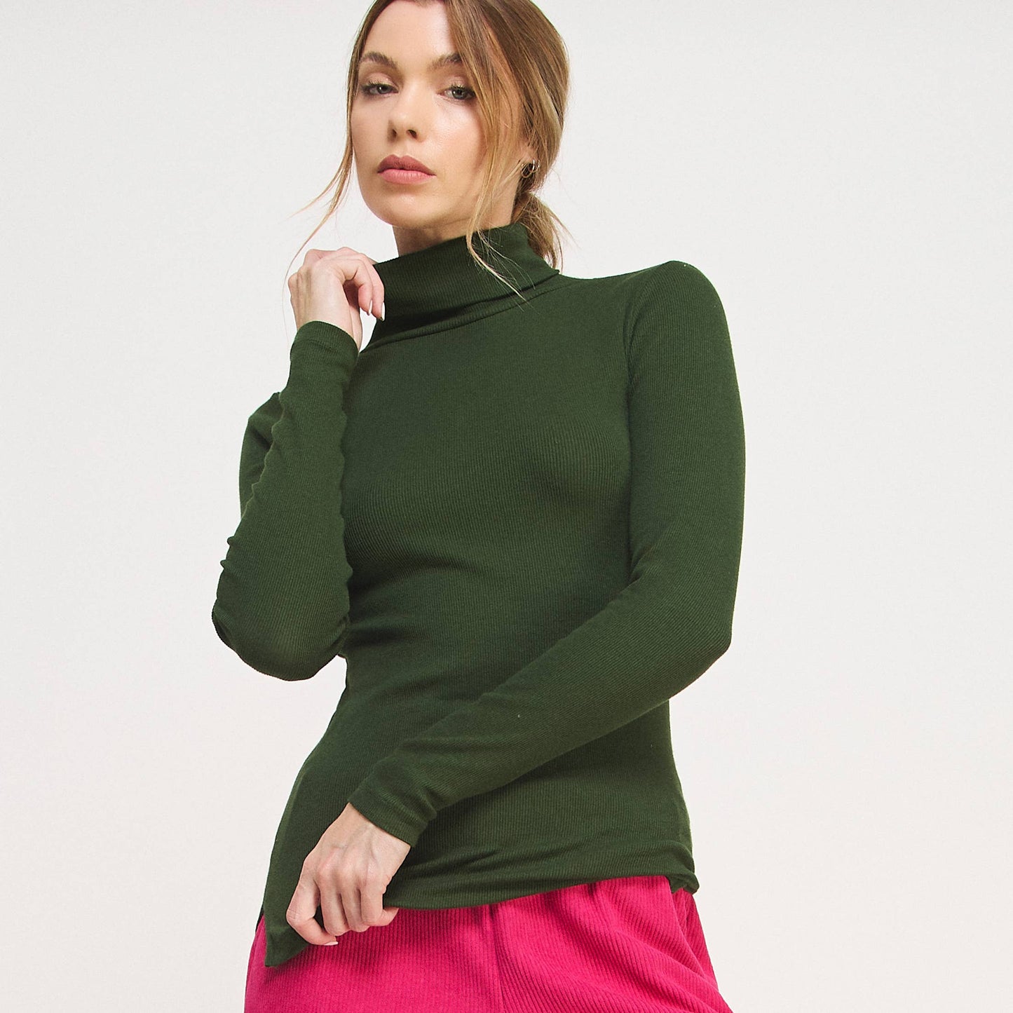 RIBBED TURTLE NECK SWEATER LONG SLEEVE TOP-F67933-D9