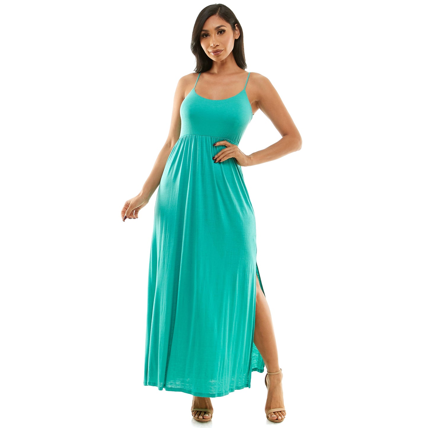 SPAGHETTI STRAP EMPIRE WAIST MAXI DRESS