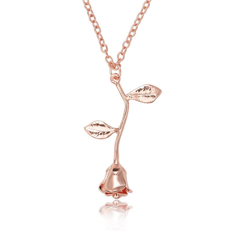 Gothic Heart Rose Flower Necklace for Women