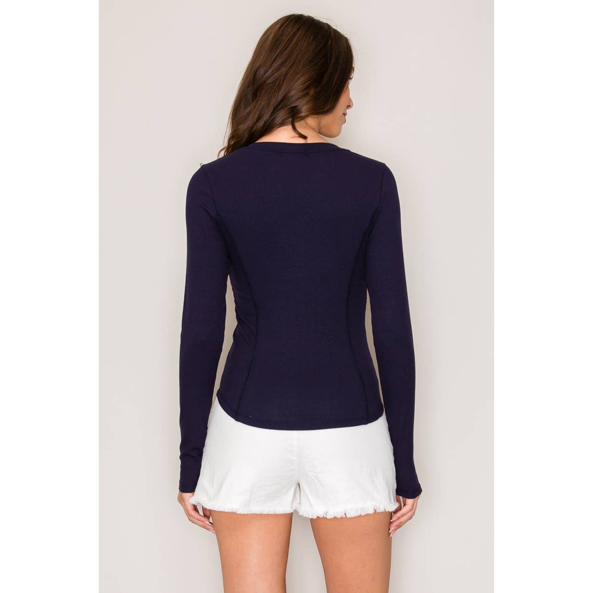 Long Sleeve Henley Top with Snaps