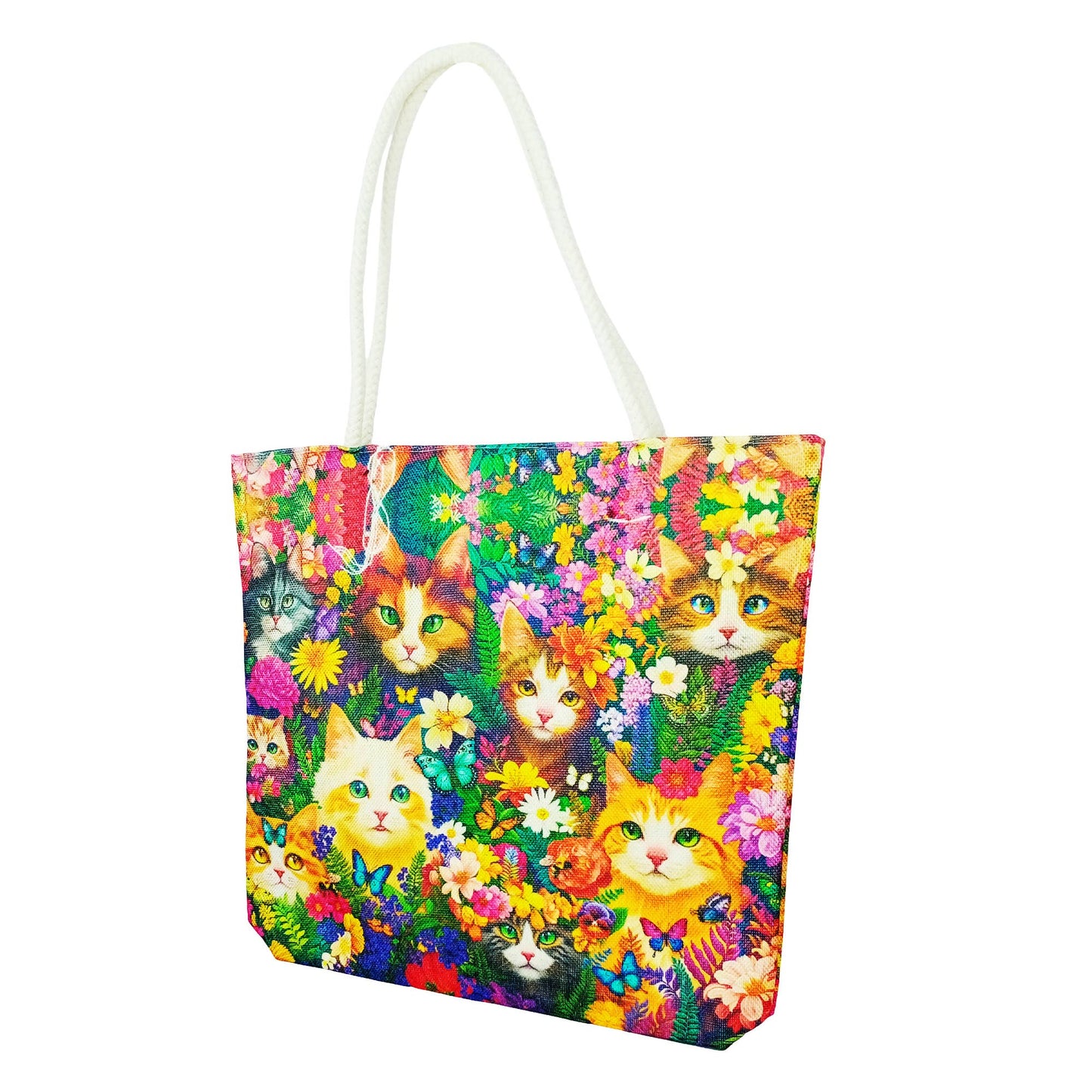 Cats with Flowers Tote Bag