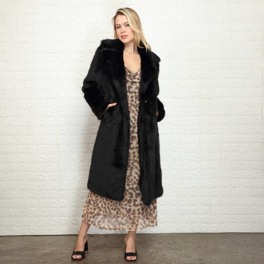Long Hair Faux Fur Overcoat