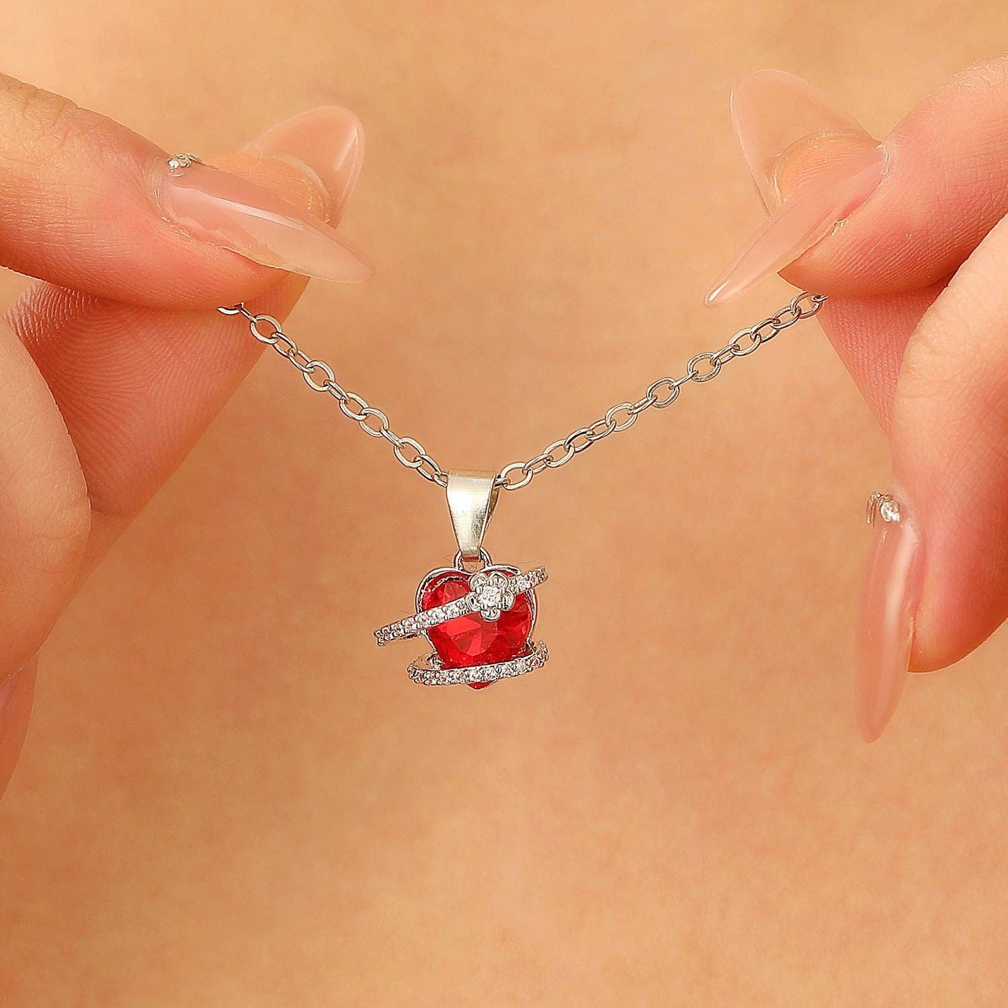 Gothic Heart Rose Flower Necklace for Women
