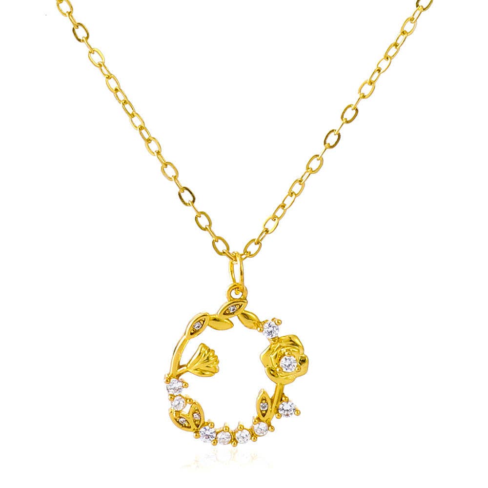 Gothic Heart Rose Flower Necklace for Women