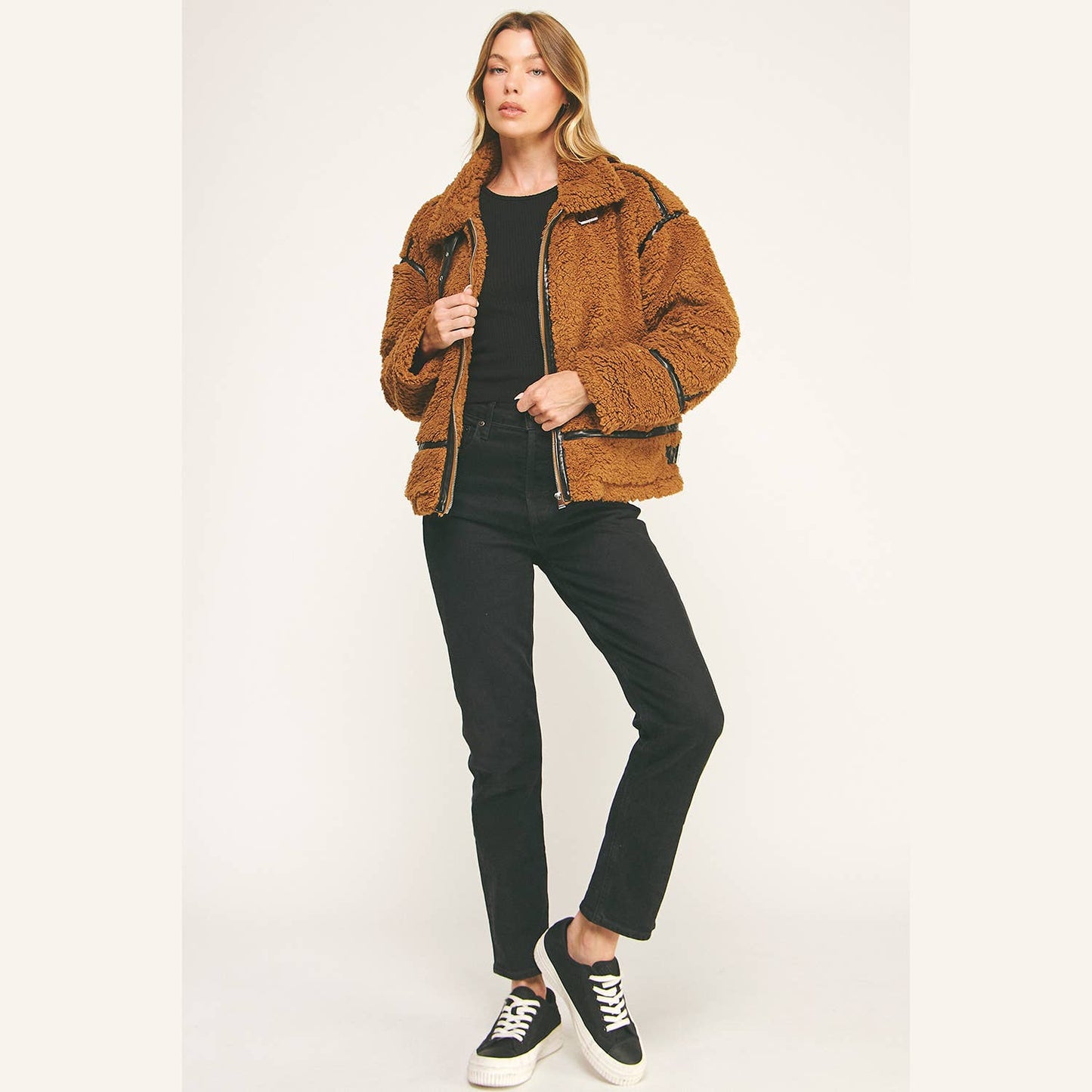 DEVIN FAUX SHEARLING AVIATOR JACKET