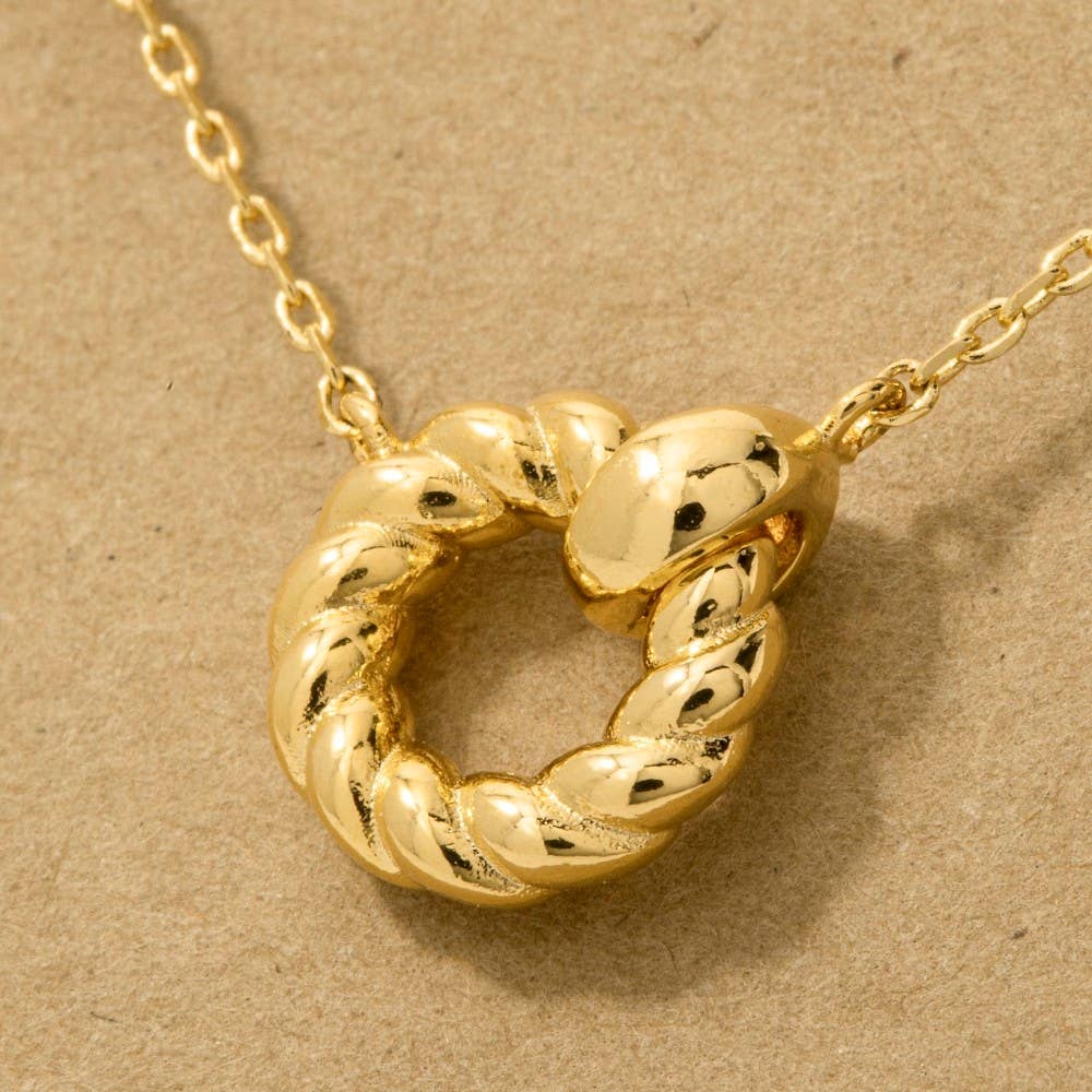 Gold Dipped Twisted Hoop Pendant Necklace