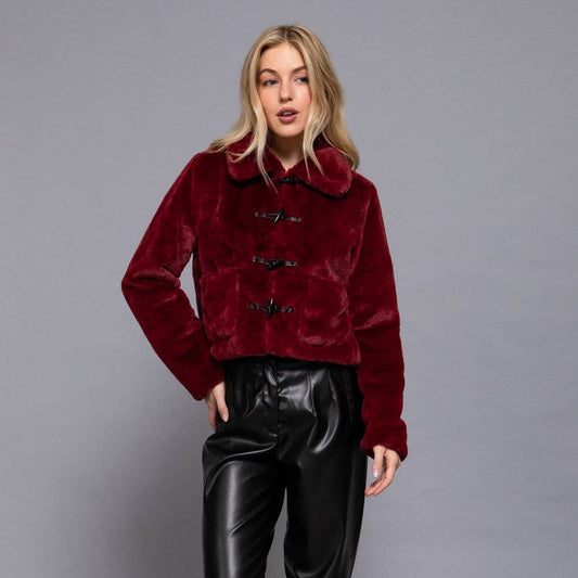 Toggle Button Fur Duffle Jacket