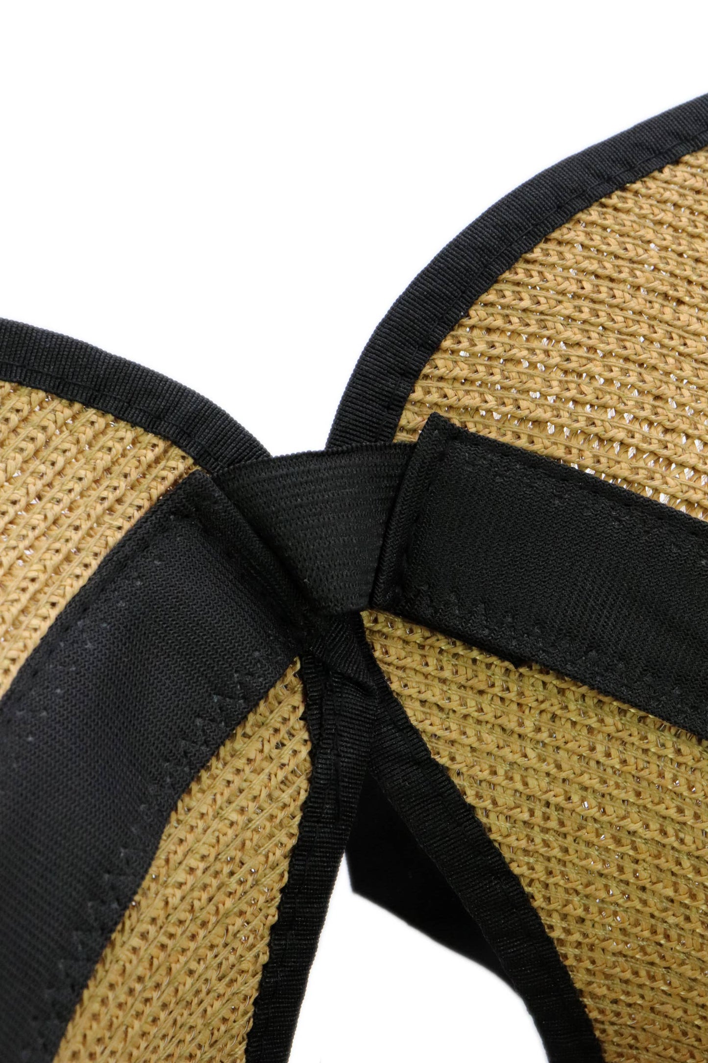 Black Bow Ponytail Straw Visor Dome Derby Sun Hat