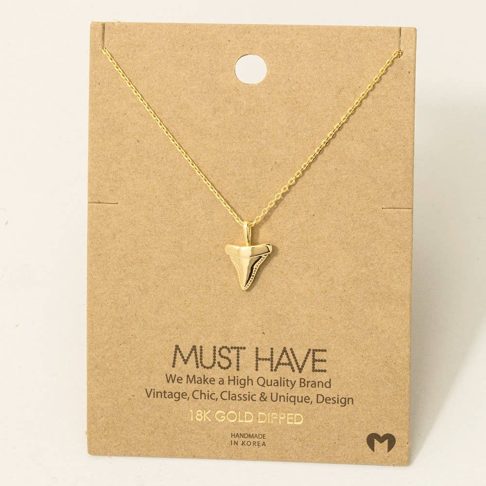Gold Dipped Shark Tooth Pendant Necklace
