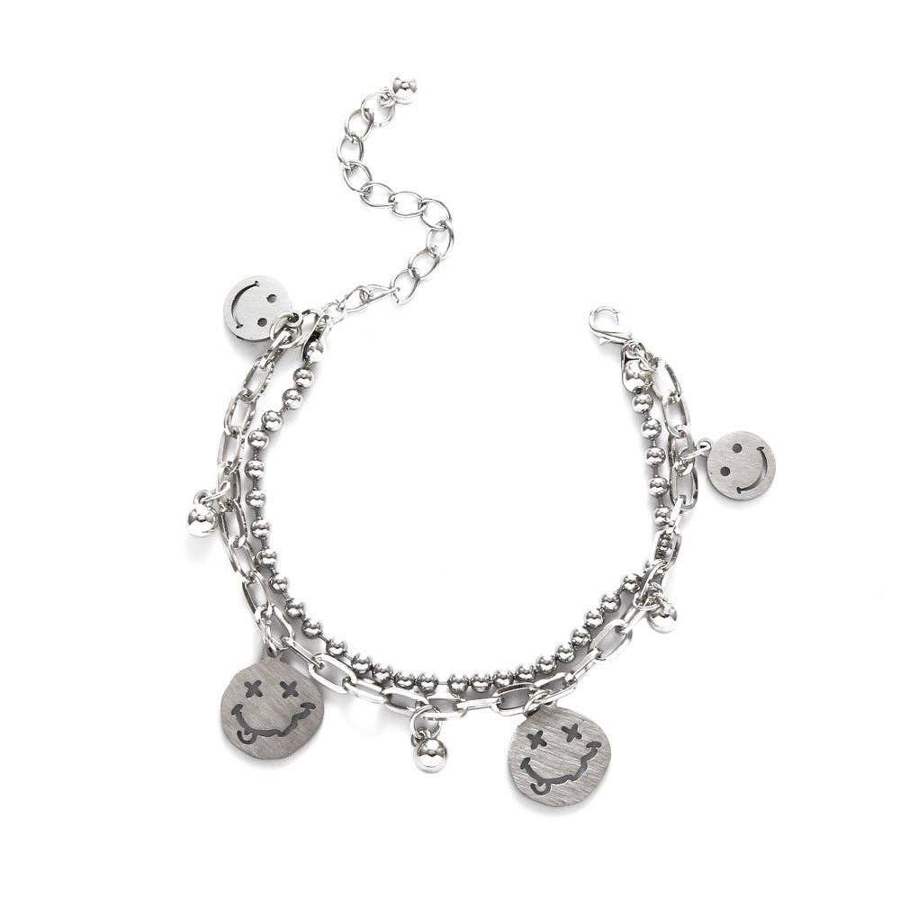 French Vintage Double Layer Bracelet for Women with Geometric Design