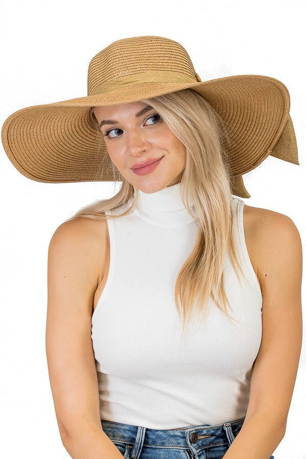 Solid Colored Bow Detailed Toyo Straw Sun Hat