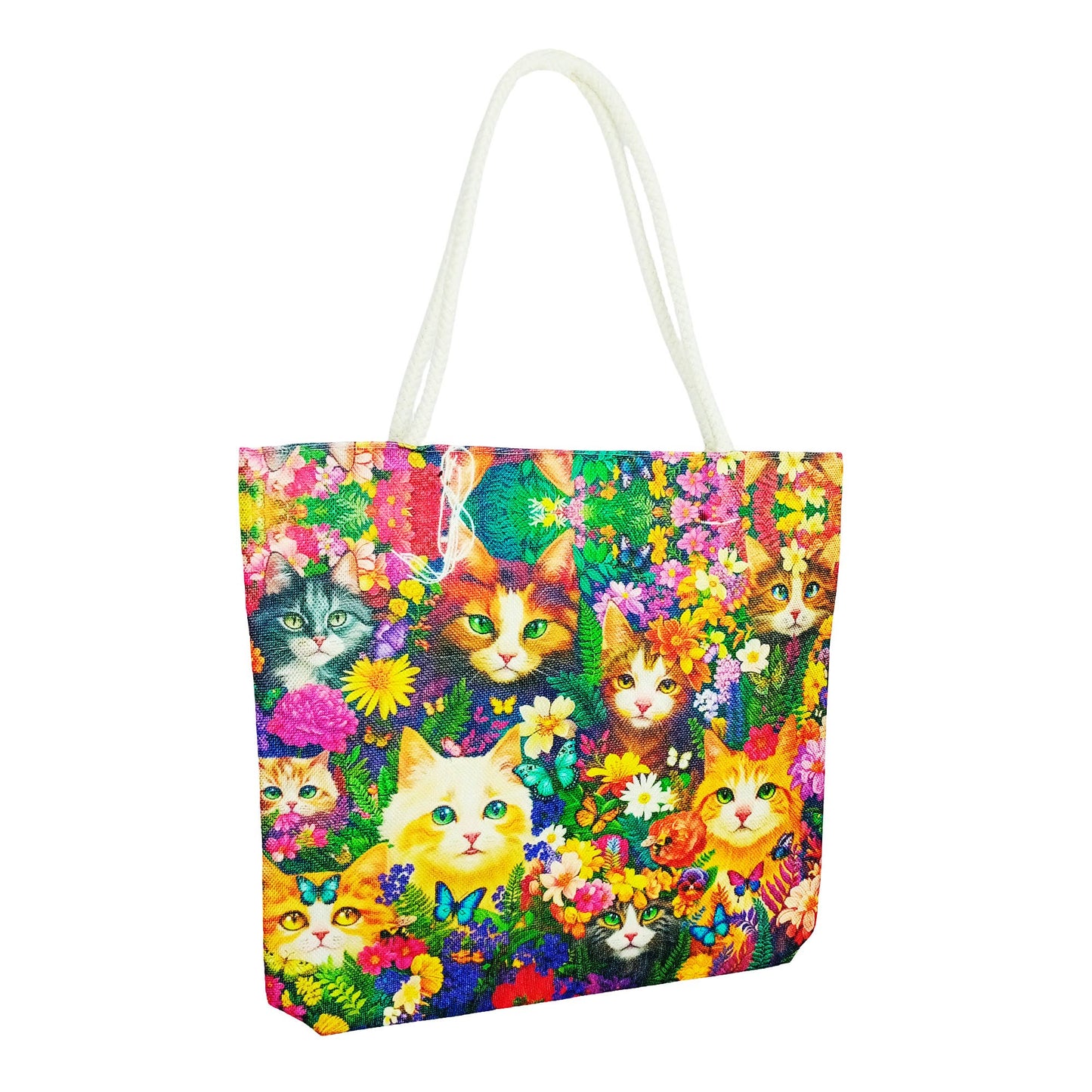 Cats with Flowers Tote Bag