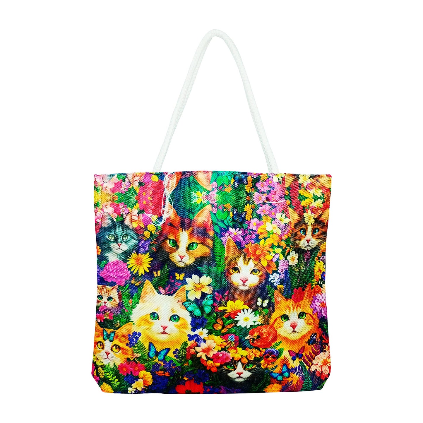 Cats with Flowers Tote Bag