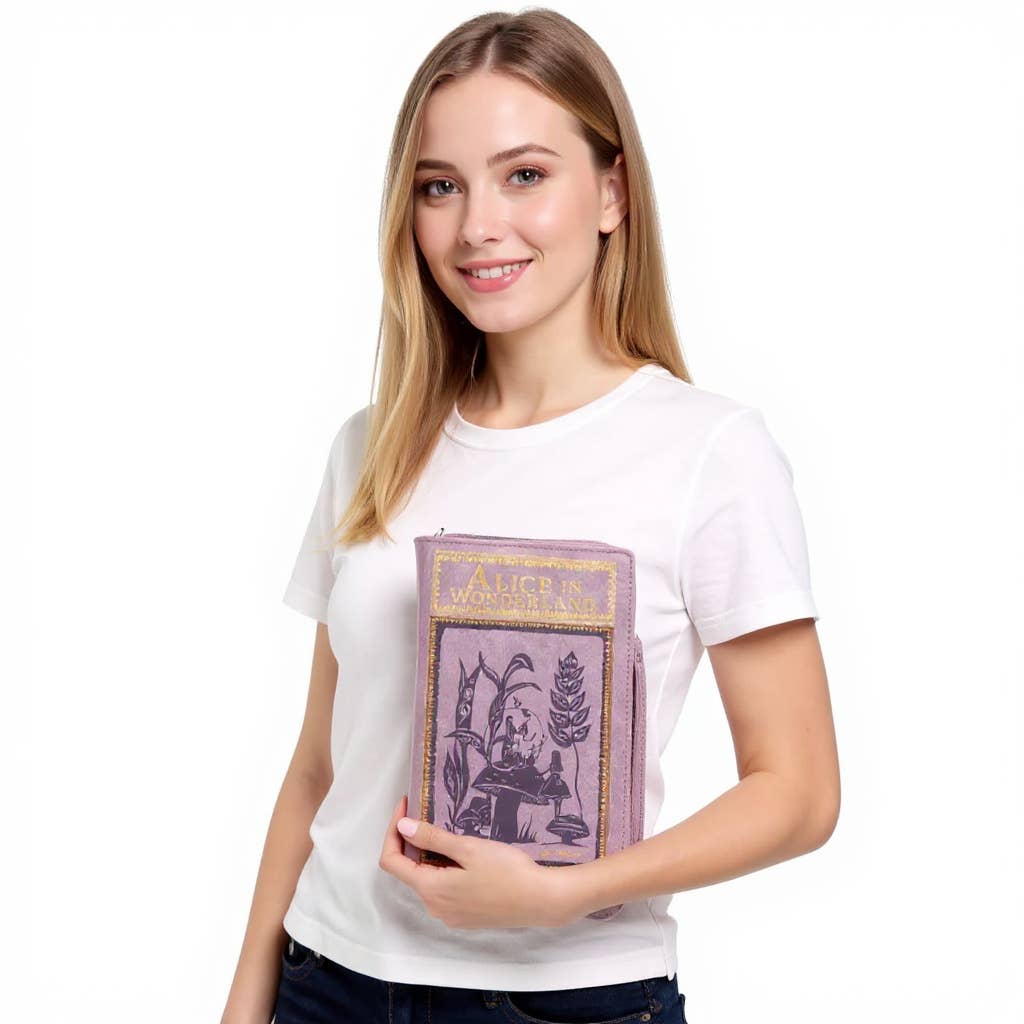 Vintage Midsize Book Clutch Bag Alice in Wonderland Book