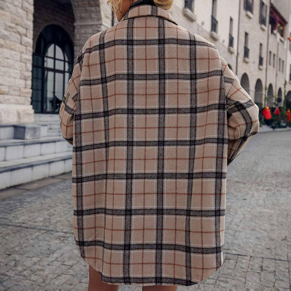 Plaid Drop Shoulder Shacket