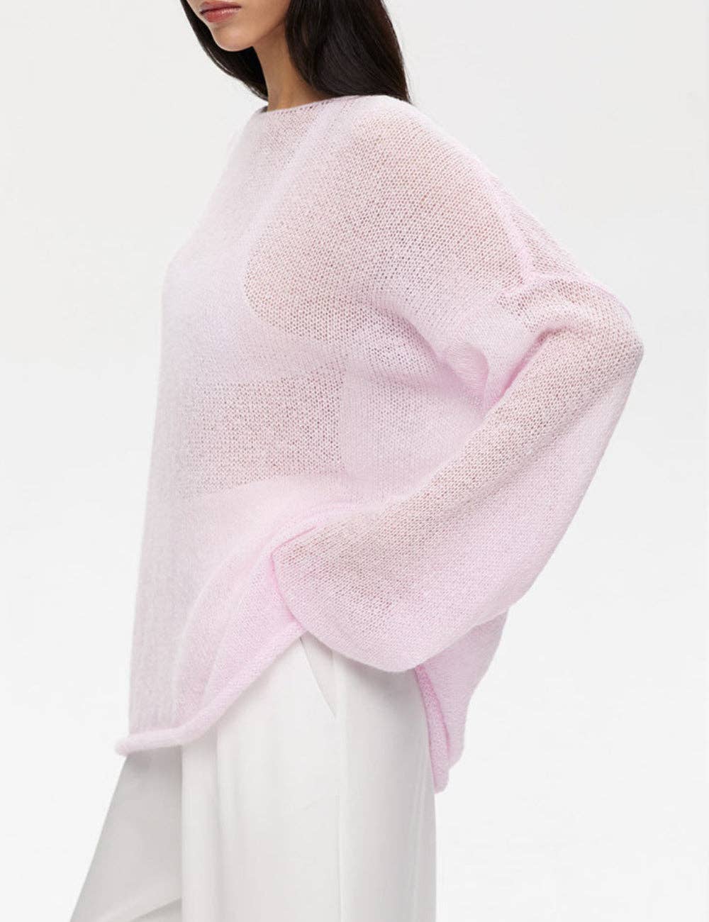 Ladies Solid Color Hollow Knit Top MY0106