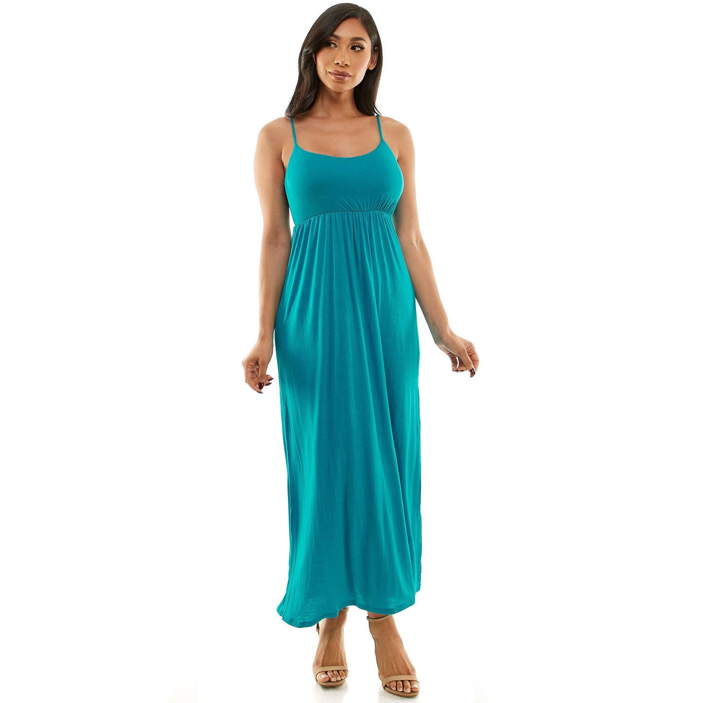 SPAGHETTI STRAP EMPIRE WAIST MAXI DRESS