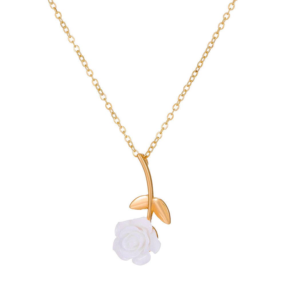 Gothic Heart Rose Flower Necklace for Women