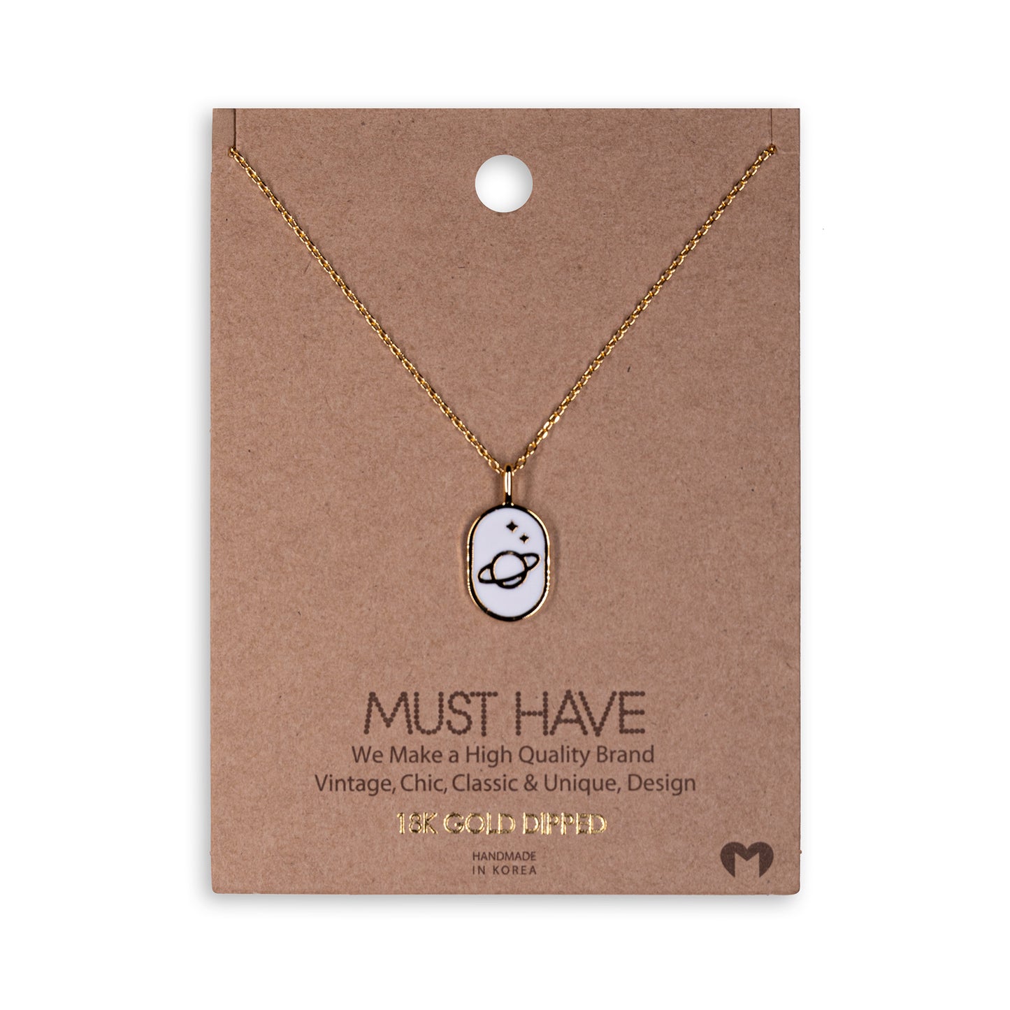 Gold Dipped Planet Stars Pendant Necklace