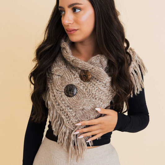 Heathered Shoulder Warmer With Coco Buttons