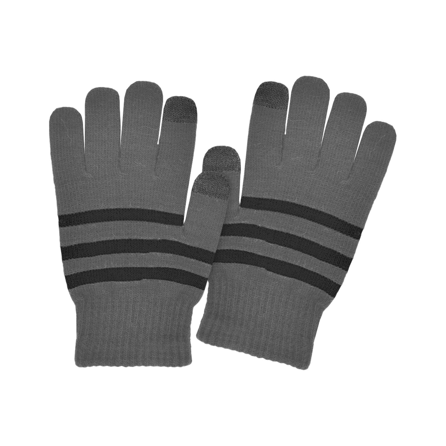 Boys Touchscreen Striped Stretch Gloves - 37140