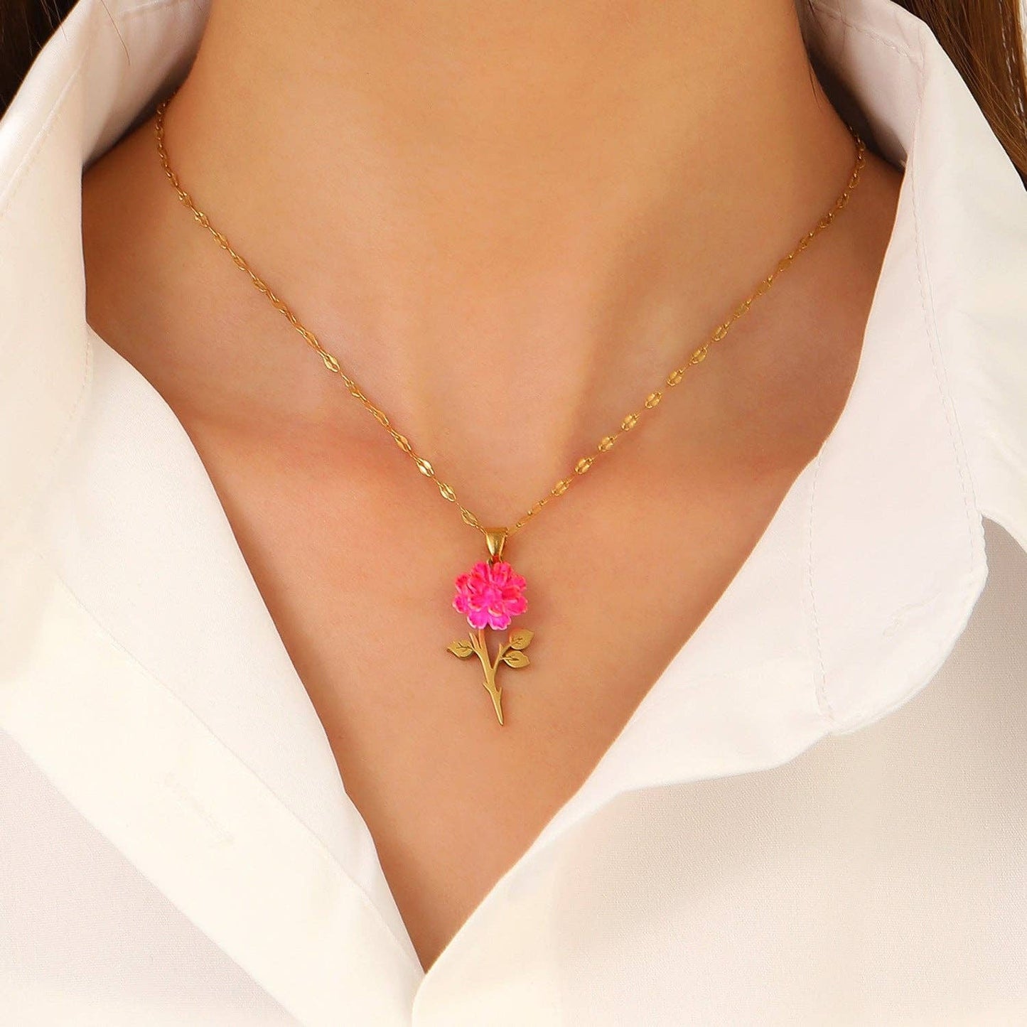 Gothic Heart Rose Flower Necklace for Women