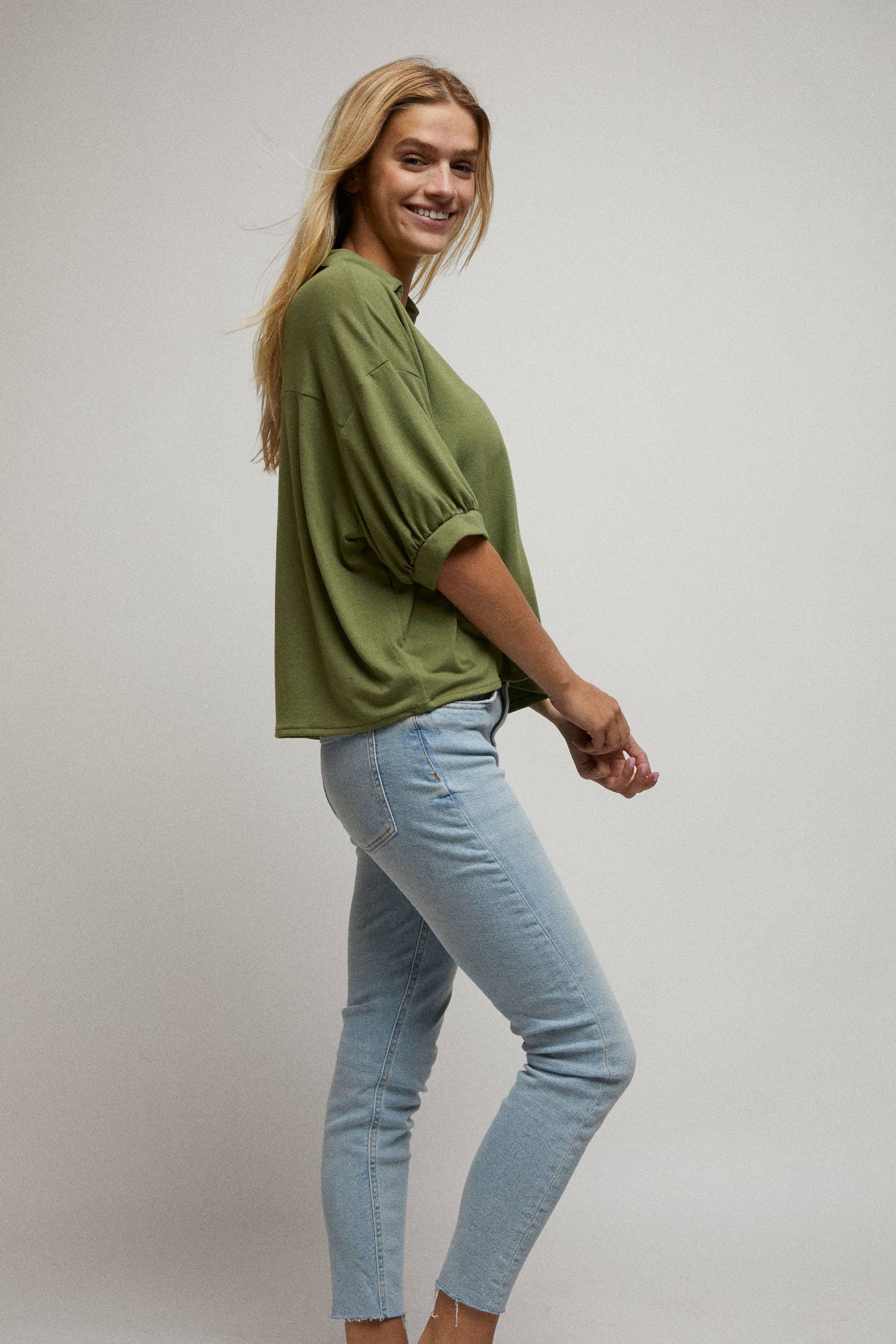 Rhinstone Button Down Crop Shirt