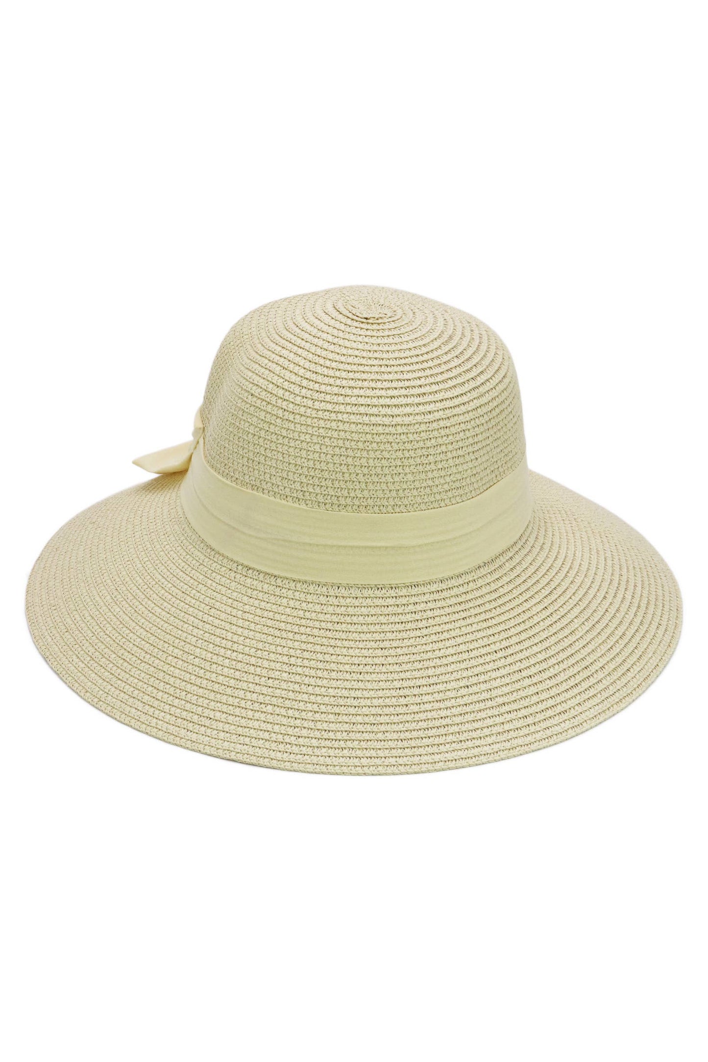 Satin Derby Bow Bucket Straw Sun Hat