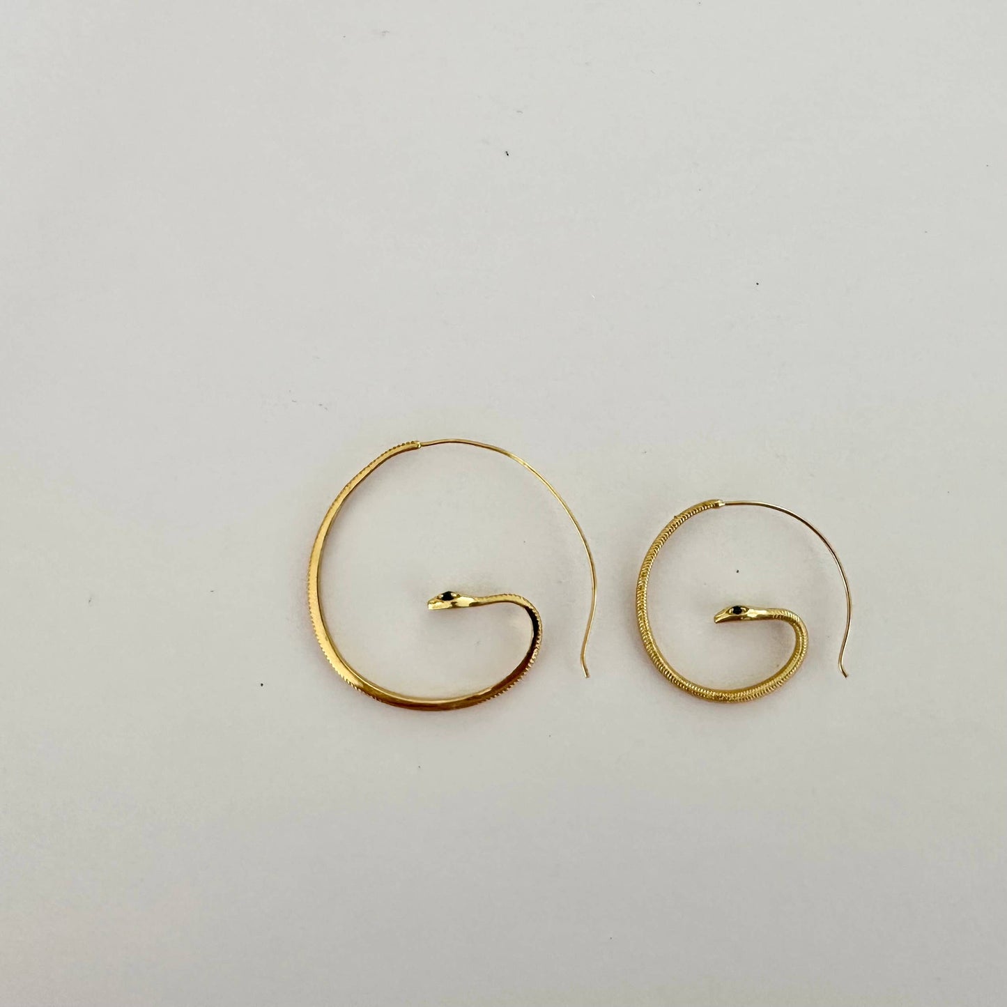 Baby Snake Earrings | Green Zircon Hoops| Gold Plated Hoops