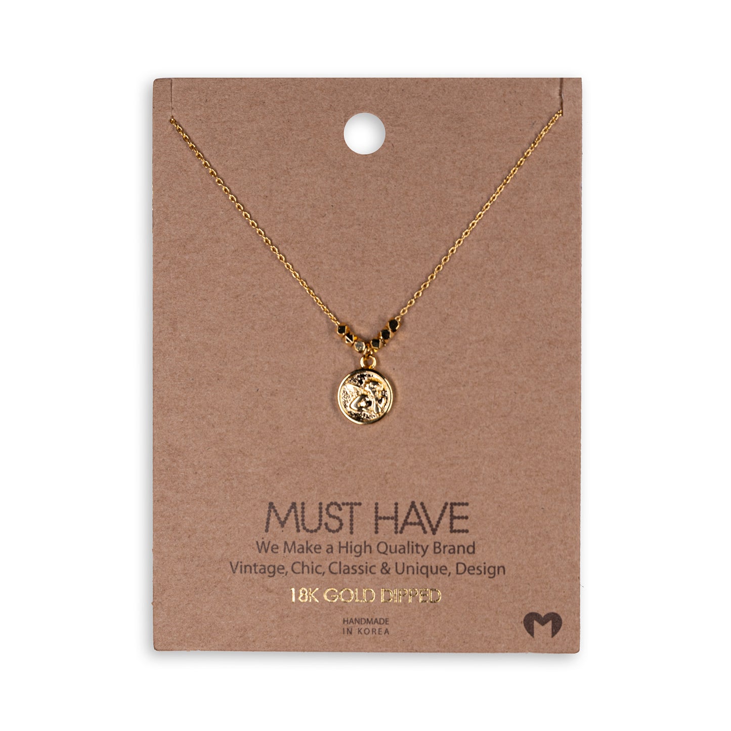 Gold Dipped Mini Coin Pendant Necklace