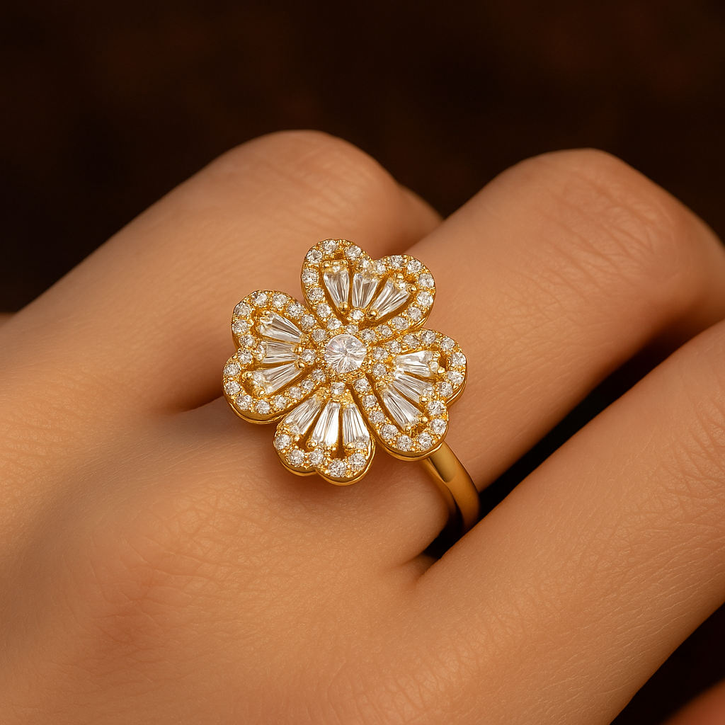 Spinner Flower Ring – Dual Tone Gold & Silver Fidget Spinner
