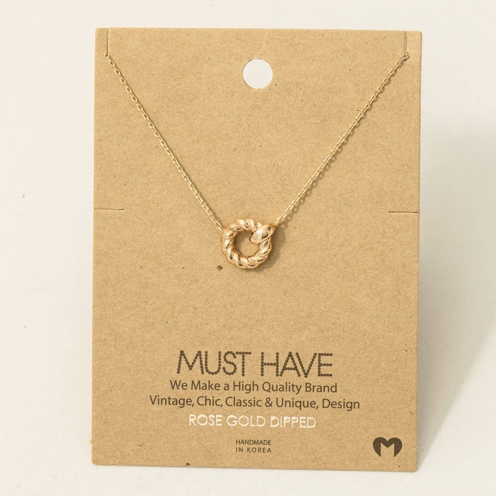 Gold Dipped Twisted Hoop Pendant Necklace