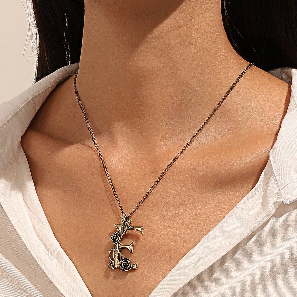 Gothic Heart Rose Flower Necklace for Women
