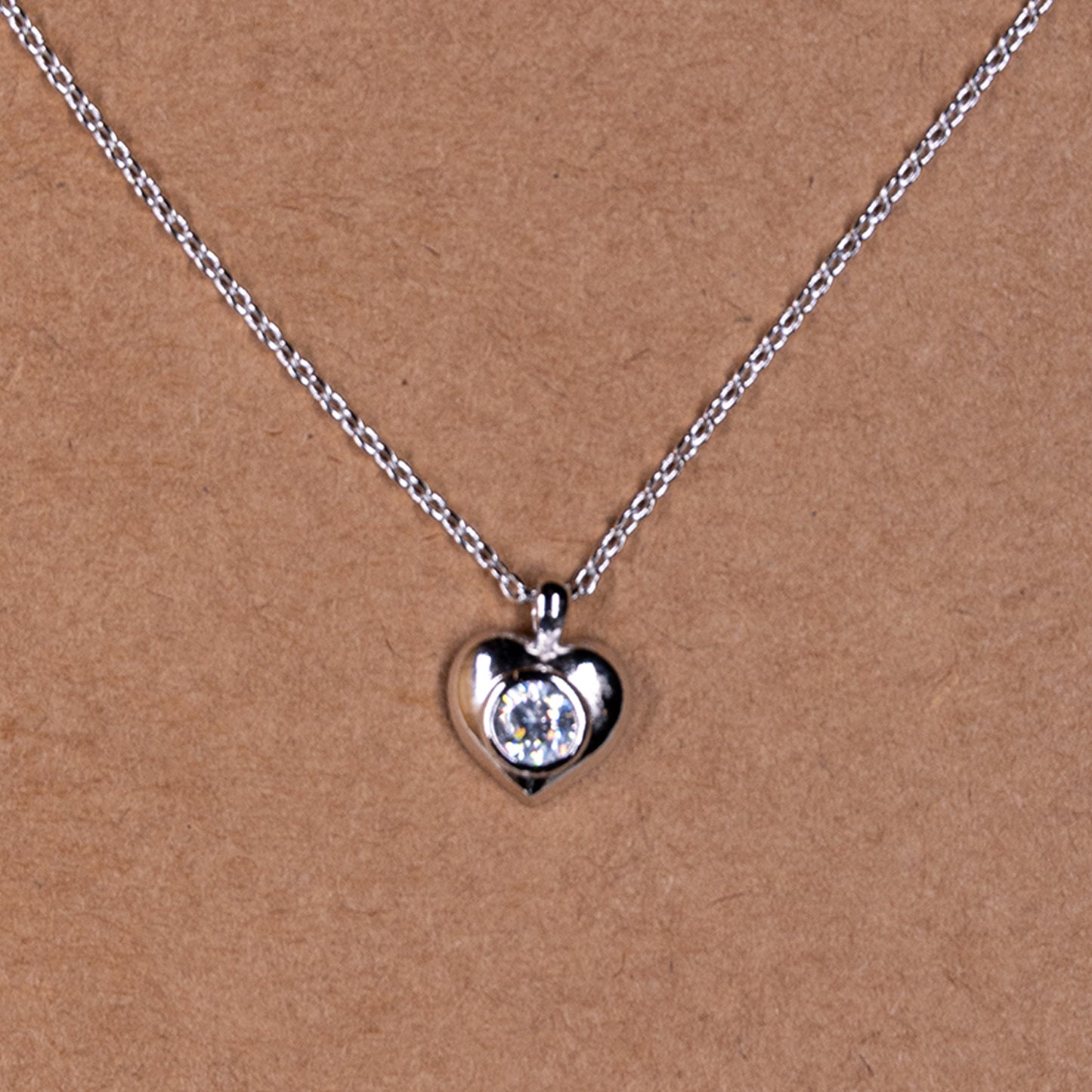Mini Heart Rhinestone Pendant Necklace