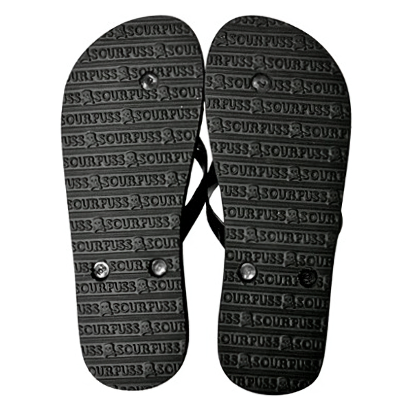Flip Flops - Sourpuss - Mummy Skeleton Goth Halloween Black