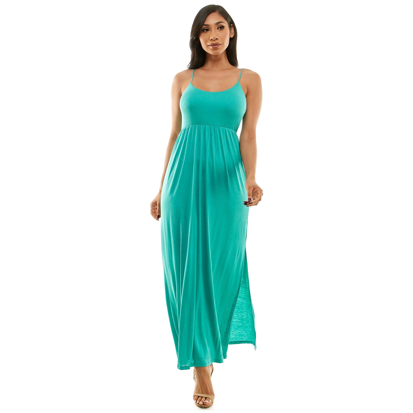 SPAGHETTI STRAP EMPIRE WAIST MAXI DRESS