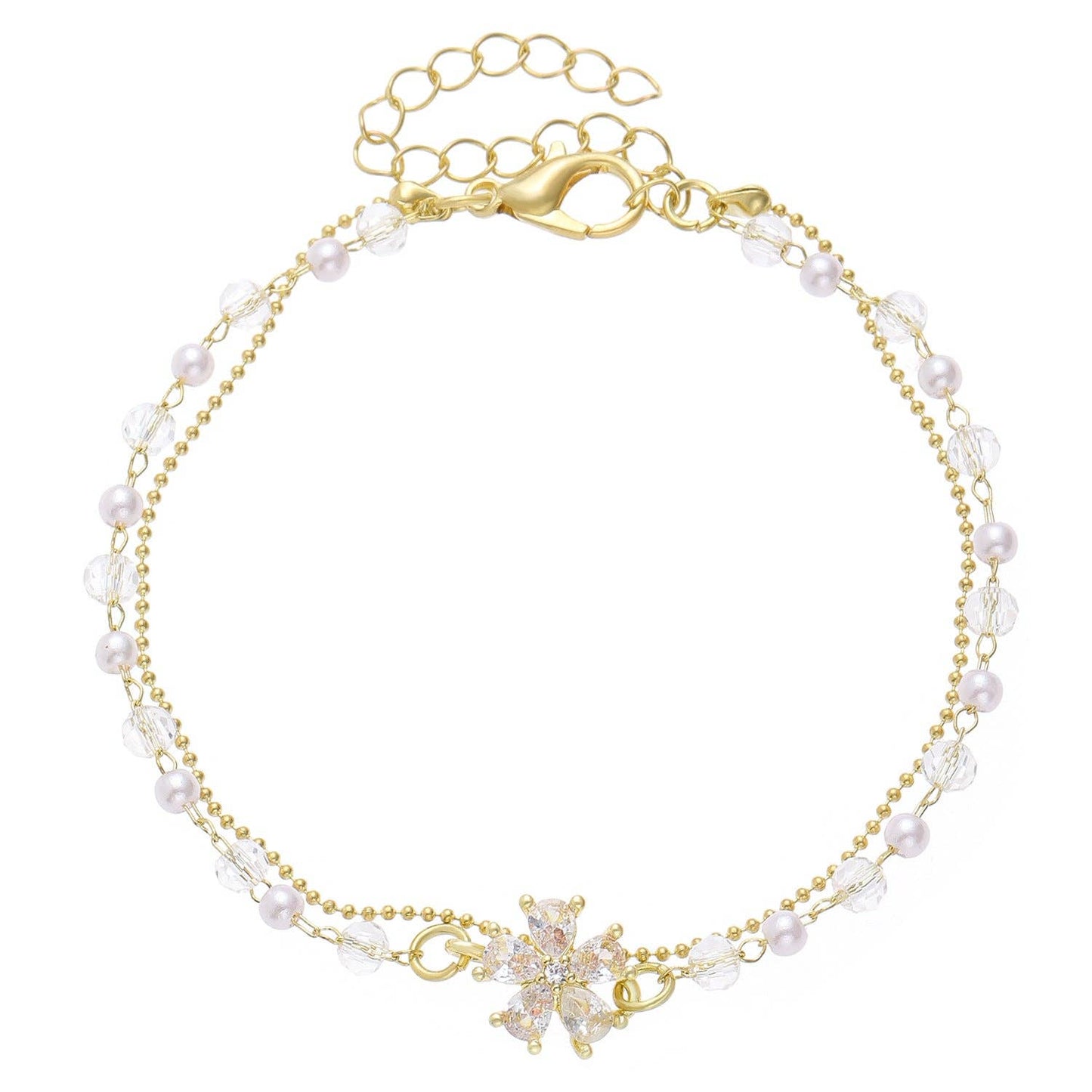 French Vintage Double Layer Bracelet for Women with Geometric Design