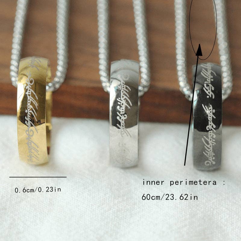 Vintage Lord of the Rings Pendant Ring Necklace for Men and Women