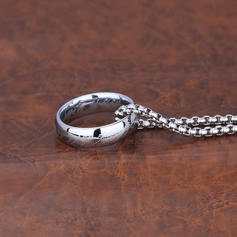 Vintage Lord of the Rings Pendant Ring Necklace for Men and Women