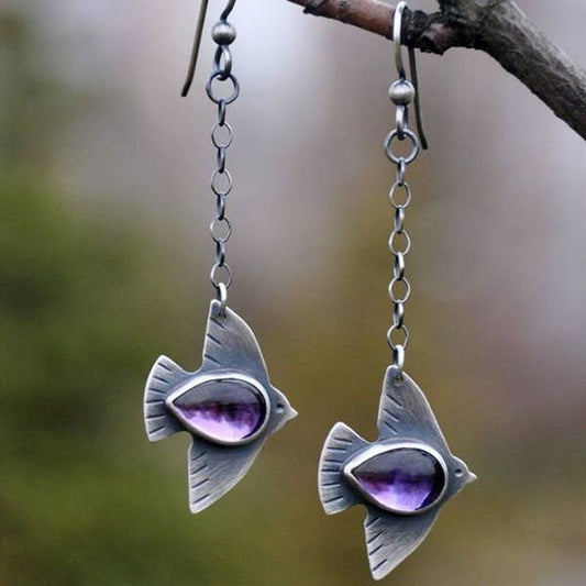 Simple Swallow Earrings Elegant Crystal Bird Earrings