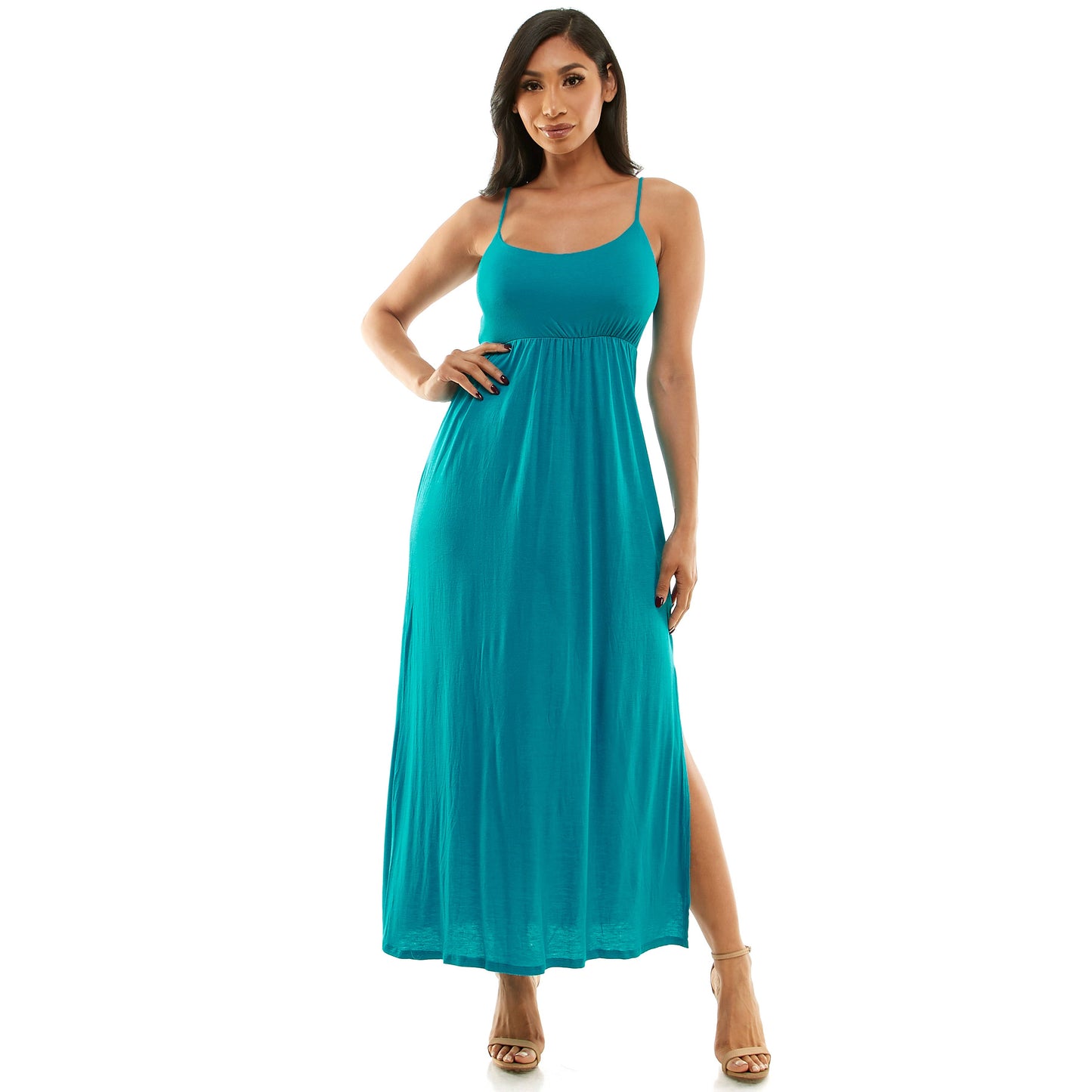 SPAGHETTI STRAP EMPIRE WAIST MAXI DRESS