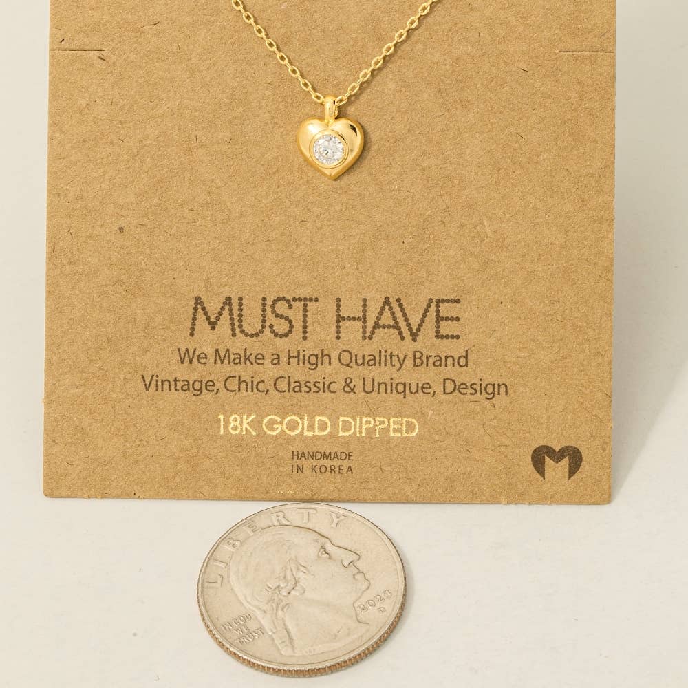 Mini Heart Rhinestone Pendant Necklace