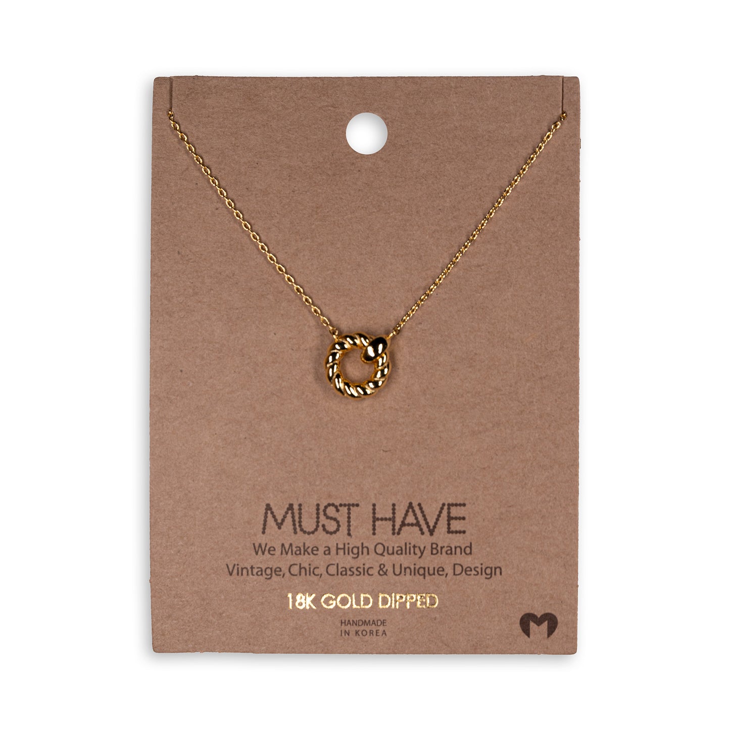 Gold Dipped Twisted Hoop Pendant Necklace