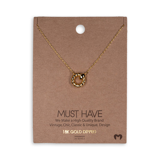 Gold Dipped Twisted Hoop Pendant Necklace