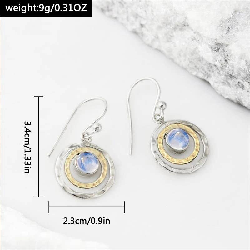 Vintage hoop hollow inlaid emerald earrings