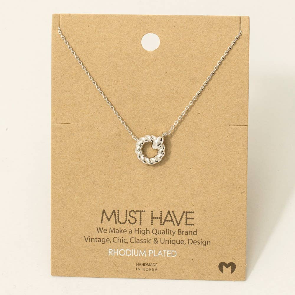 Gold Dipped Twisted Hoop Pendant Necklace